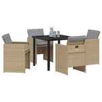 vidaXL Ensemble de salle à manger pour jardin 5 Pièces Beige Poly rotin