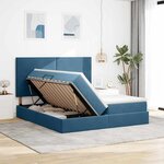 vidaXL Lit de rangement LED avec matelas Bleu foncé 180 x 200 cm