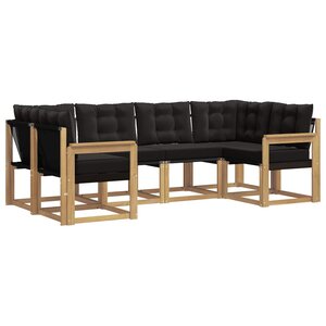 vidaXL Ensemble de canapés d'extérieur 6 pc Blanc et noir
