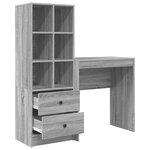 vidaXL Bureau avec rangement Gris Sonoma Bois d'ingénierie