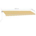 vidaXL Auvent automatique sur pied 600x300 cm Jaune/Blanc