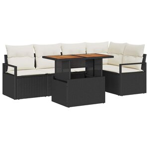 vidaXL Ensemble de salle à manger pour jardin 6 Pièces Noir et Crème