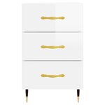 vidaXL Table de chevet blanc brillant 40x40x66 cm bois d'ingénierie