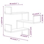 vidaXL Étagères d'angle murales 2 Pièces Chêne fumé 40x40x50 cm Bois