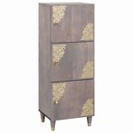 vidaXL Haut Armoire Gris et or 40 x 33 x 110 cm Bois de mangue massif