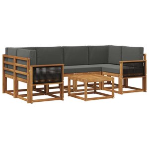 vidaXL Ensemble de canapés d'extérieur 5 pc Naturel et Anthracite