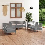 vidaXL Salon de jardin 6 Pièces Gris Bois de pin massif