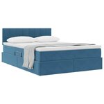 vidaXL Lit de Rangement avec matelas Bleu foncé 140 x 190 cm Velours