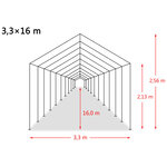 Vidaxl tente amovible pour bétail pvc 550 g/m² 3 3 x 16 m vert foncé