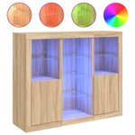 vidaXL Buffets avec lumières LED 3 Pièces chêne sonoma bois d'ingénierie