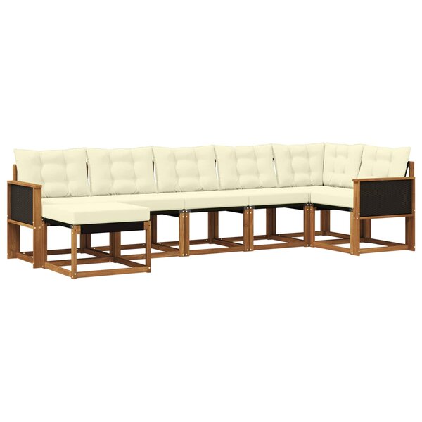 vidaXL Ensemble de canapés d'extérieur 7 pc Naturel et Crème