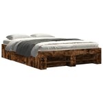 vidaXL Cadre de lit sans matelas chêne fumé 120x200 cm bois ingénierie