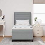 vidaXL Lit à ressorts avec matelas et LED gris clair 100 x 200 cm  tissu.