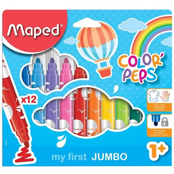 Feutre COLOR'PEPS Maxi  étui carton de 12 MAPED