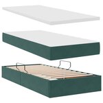 vidaXL Lit de rangement LED avec matelas Vert foncé 180 x 200 cm