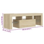 vidaXL Meuble TV avec lumières LED chêne sonoma 120x35x40 cm
