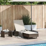 vidaXL Chaise longue avec roues et coussin marron résine tressée