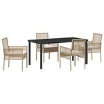 vidaXL Ensemble de salle à manger de jardin 5 pièces avec coussins Beige Poly Rattan