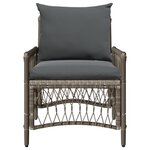 vidaXL Chaise de jardin avec coussins Gris en poly rotin