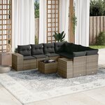 vidaXL Salon de jardin 9 Pièces avec coussins gris résine tressée