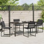 vidaXL Ensemble de salle à manger de jardin 5 pièces avec coussins noir Textilène et acier