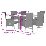 vidaXL Ensemble à manger de jardin et coussins 7 Pièces beige poly rotin