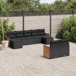 vidaXL Salon de jardin 9 Pièces avec coussins noir résine tressée