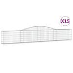vidaXL Paniers à gabions arqués 15 Pièces 400x30x60/80 cm Fer galvanisé