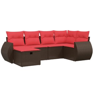 vidaXL Salon de jardin 6 Pièces avec coussins marron résine tressée