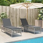 vidaXL Chaises longues lot de 2 avec table gris clair résine tressée