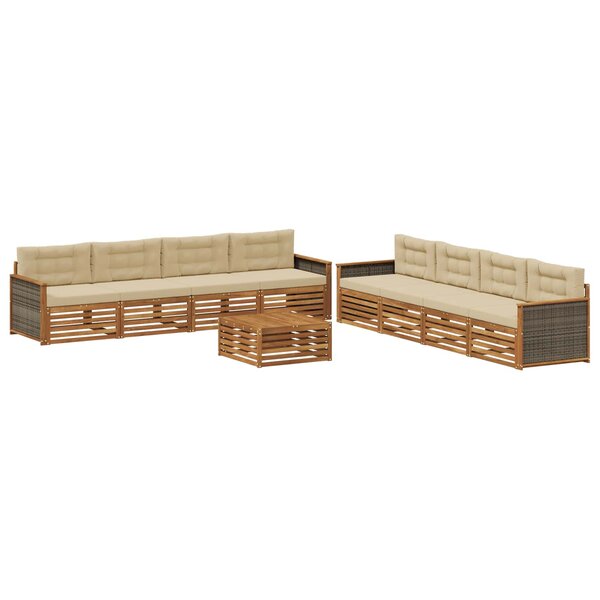 vidaXL Ensemble de canapés d'extérieur 9 pc Naturel et Beige