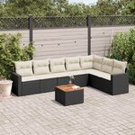 vidaXL Salon de jardin 8 Pièces avec coussins noir résine tressée