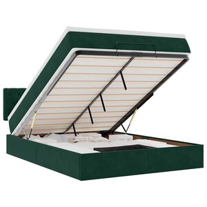 vidaXL Cadre de lit ottoman avec matelas vert foncé 140x190 cm velours