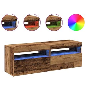 vidaXL Meubles TV avec lumières LED 2 Pièces vieux bois bois d'ingénierie