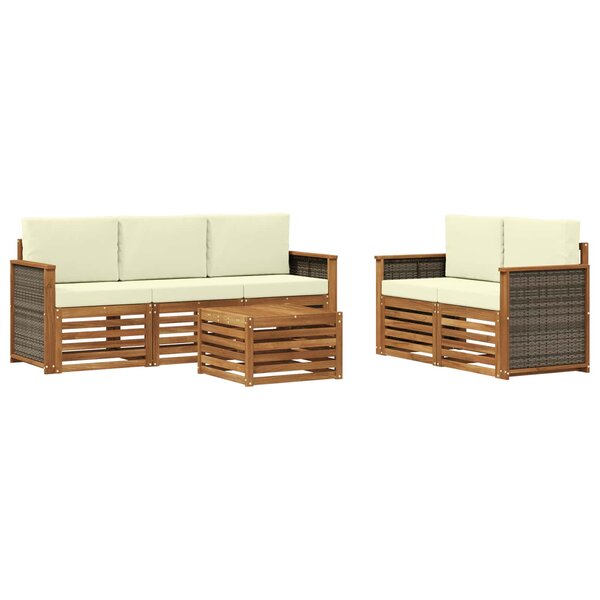 vidaXL Ensemble de canapés d'extérieur 6 pc Naturel et Crème