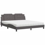 vidaXL Lit avec matelas gris 180x200 cm similicuir