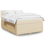 vidaXL Sommier à lattes de lit avec matelas Crème 140x200 cm Tissu