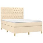vidaXL Sommier à lattes de lit et matelas et LED Crème 140x190cm Tissu