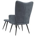 vidaXL Chaise de relaxation avec tabouret Gris foncé Velours