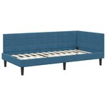 vidaXL Cadre de lit d'angle avec matelas 2 Pièces Bleu Velours