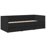 vidaXL Lit de jour avec tiroirs noir 90x200 cm bois d'ingénierie