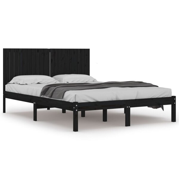 vidaXL Cadre de lit Noir Bois de pin massif 200x200 cm