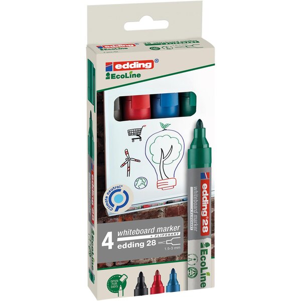 Marqueur pour tableaux blancs Ecoline 28 étui de 4 assorti 1 5-3 mm EDDING