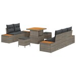 Ensemble de canapés de jardin 8 pièces avec coussins gris en poly rotin