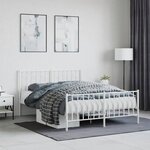 vidaXL Cadre de lit métal sans matelas et pied de lit blanc 140x200 cm