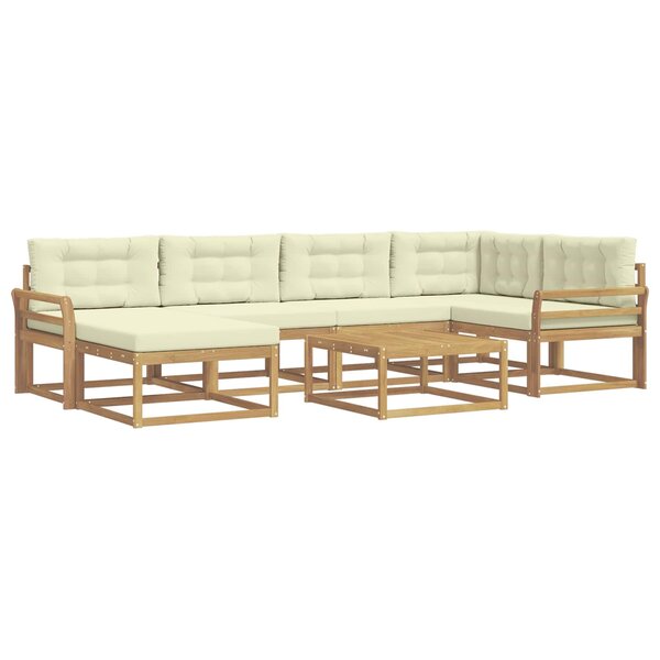 vidaXL Ensemble de canapés d'extérieur 7 pc Blanc et crème