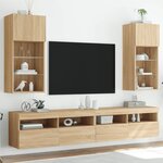 vidaXL Meubles TV avec lumières LED 2 Pièces chêne sonoma 40 5x30x90 cm