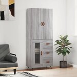 vidaXL Buffet haut Sonoma gris 69 5x34x180 cm Bois d'ingénierie
