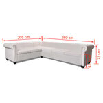 vidaXL Canapé d'angle Chesterfield 6 places Cuir artificiel Blanc