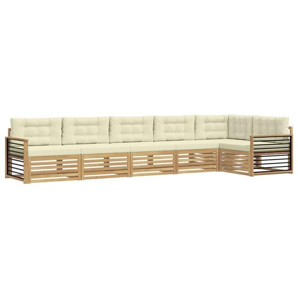 vidaXL Ensemble de canapés d'extérieur 6 pc Blanc et crème Polyester